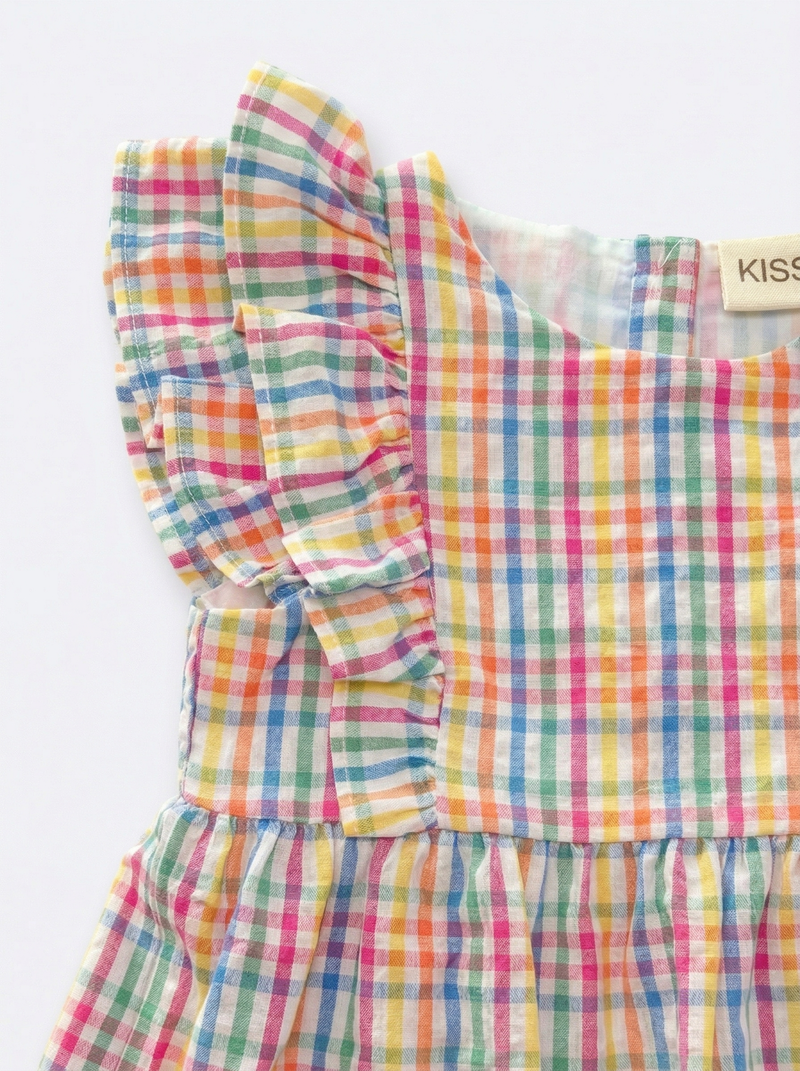 Multicolor Checks Top & Shorts Set