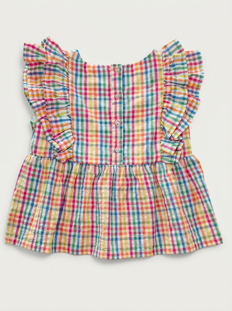 Multicolor Checks Top & Shorts Set