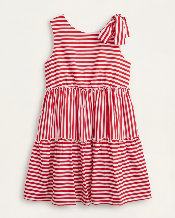 Red Stripe Bow-Tie Dress