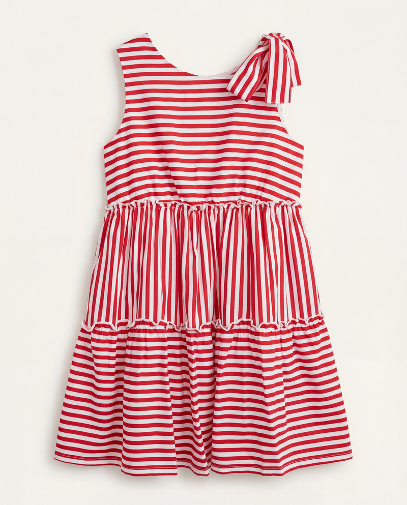 Red Stripe Bow-Tie Dress