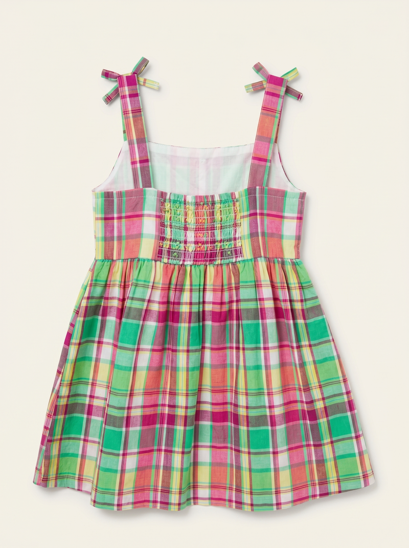 Green Purple Checks Dress