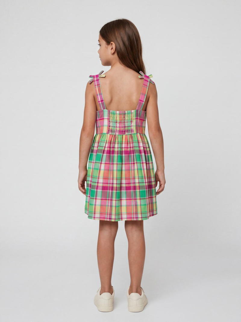 Green Purple Checks Dress