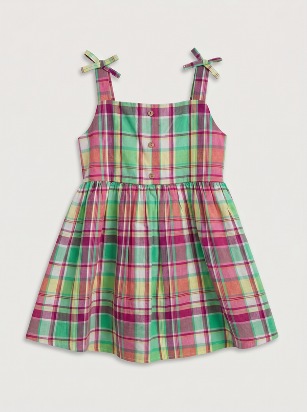 Green Purple Checks Dress