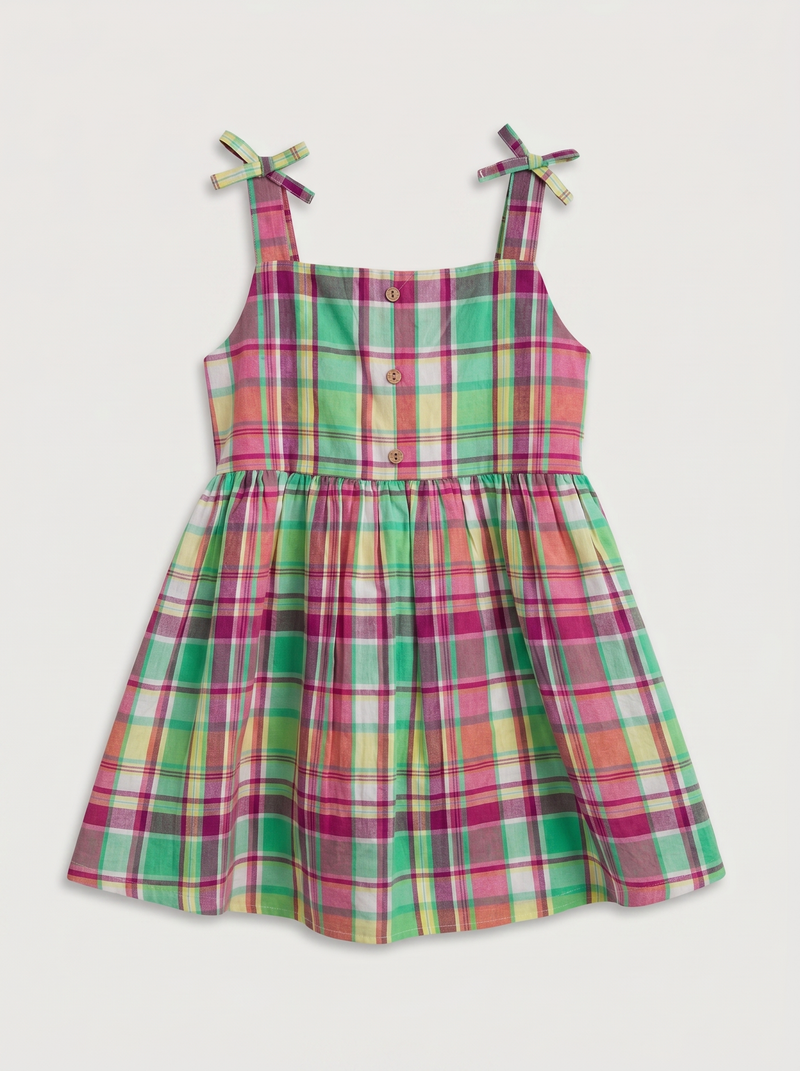 Green Purple Checks Dress