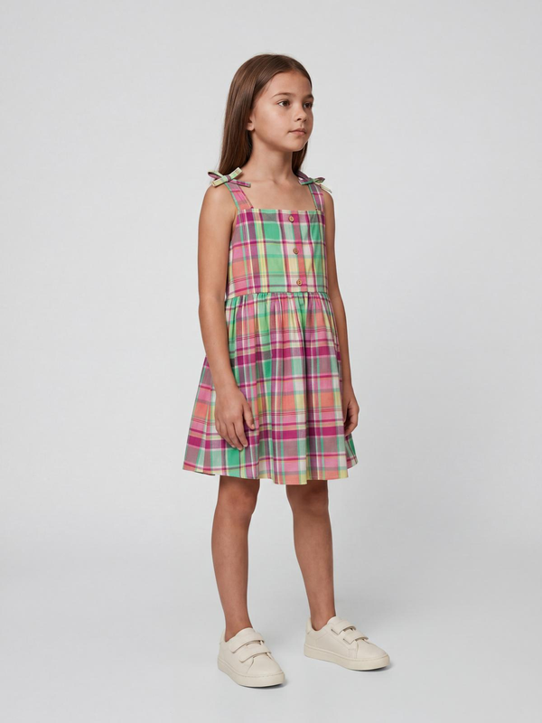 Green Purple Checks Dress
