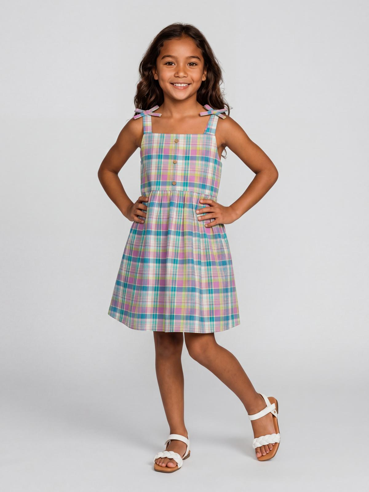 Blue Pink Checks Dress