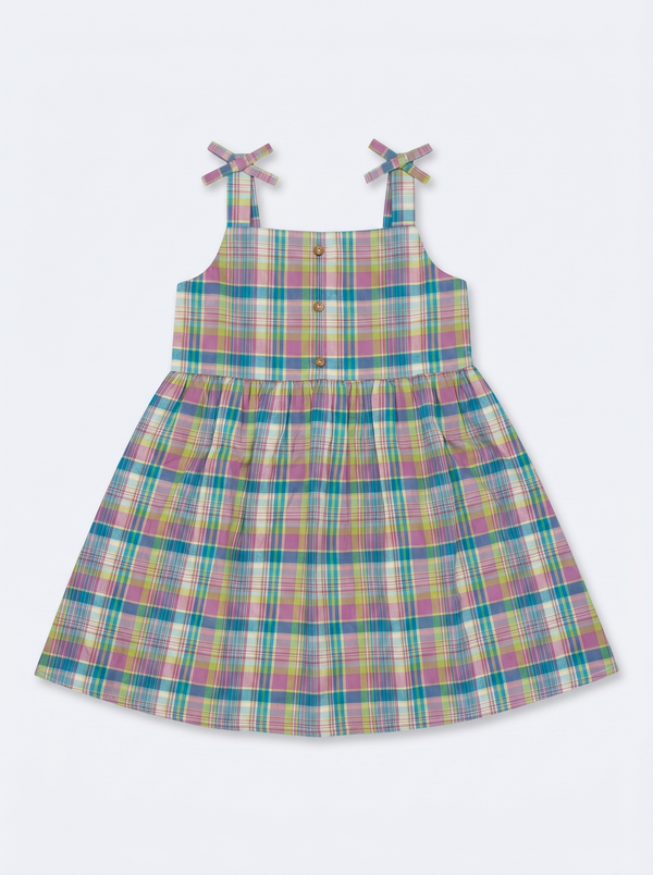Blue Pink Checks Dress