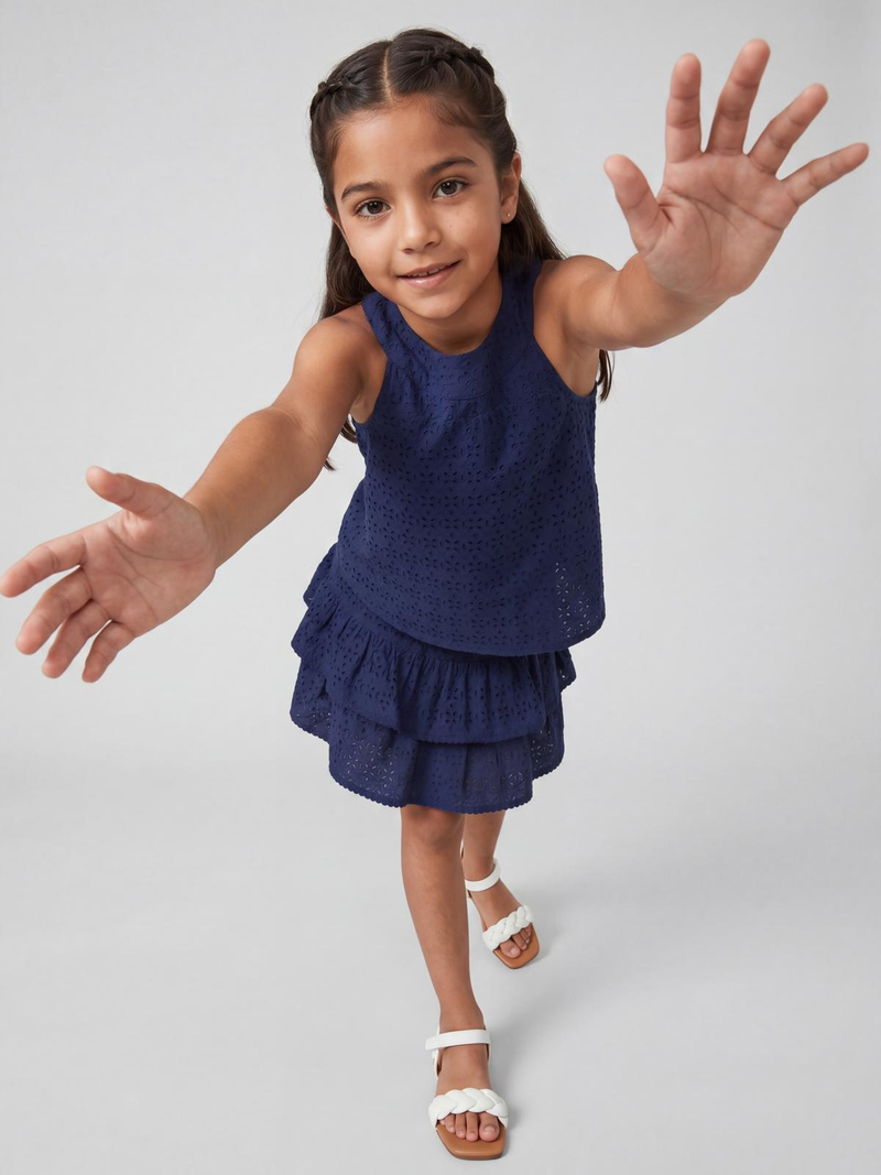 Navy Halter Top & Tiered Skirt Set