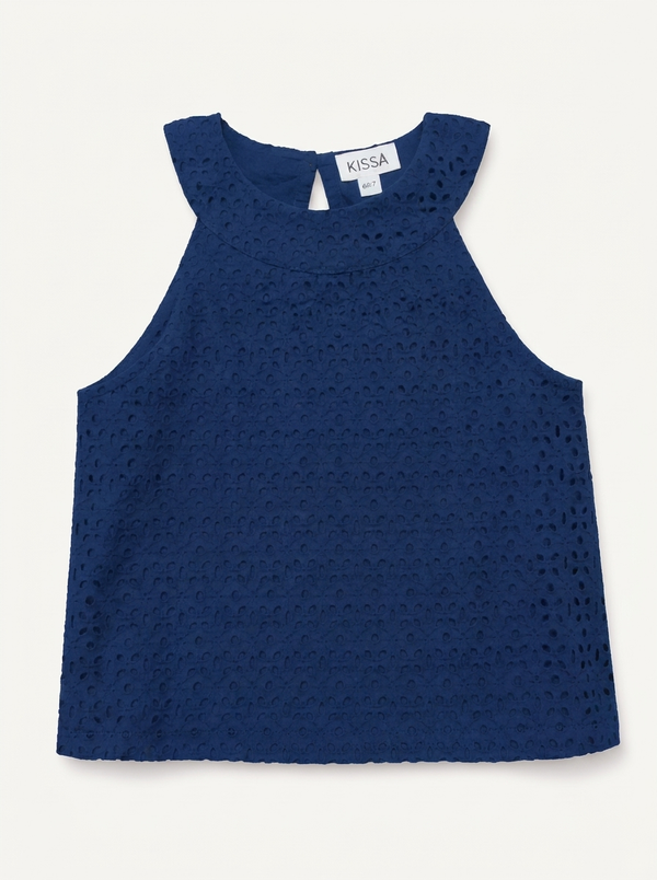 Navy Halter Top & Tiered Skirt Set