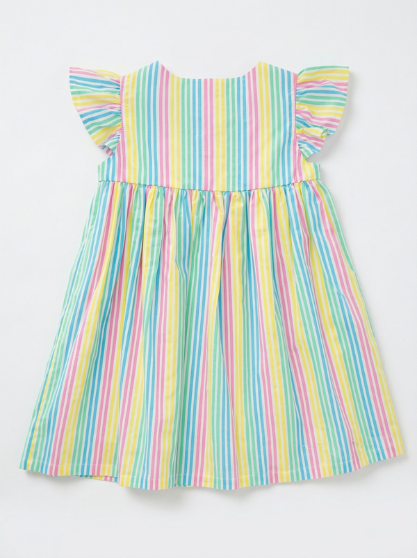 Rainbow Stripe Flutter-Sleeve Dress
