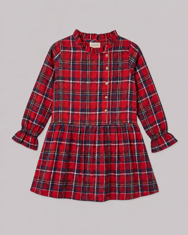 Girls Red Checks Frill Dress front flat lay, a festive pick from dresses for girls