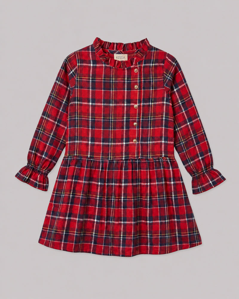 Girls Red Checks Frill Dress front flat lay, a festive pick from dresses for girls