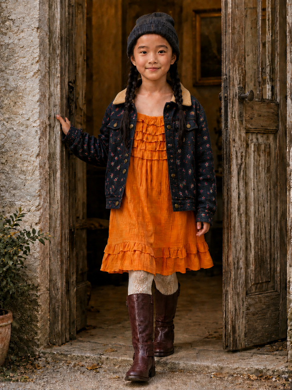 Orange Tiered Ruffle Strappy Dress