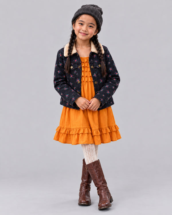 Orange Tiered Ruffle Strappy Dress