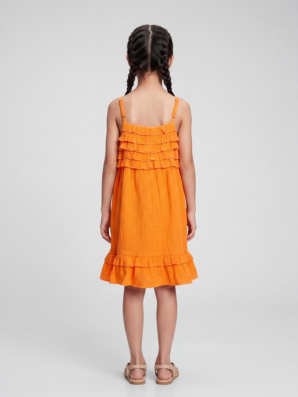 Orange Tiered Ruffle Strappy Dress
