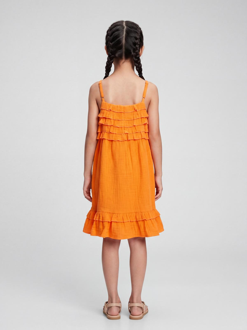 Orange Tiered Ruffle Strappy Dress