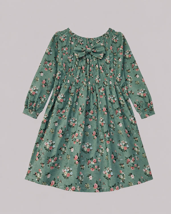 Girls Sea Green Floral Dress front flat lay, a pretty pick from dresses for girls