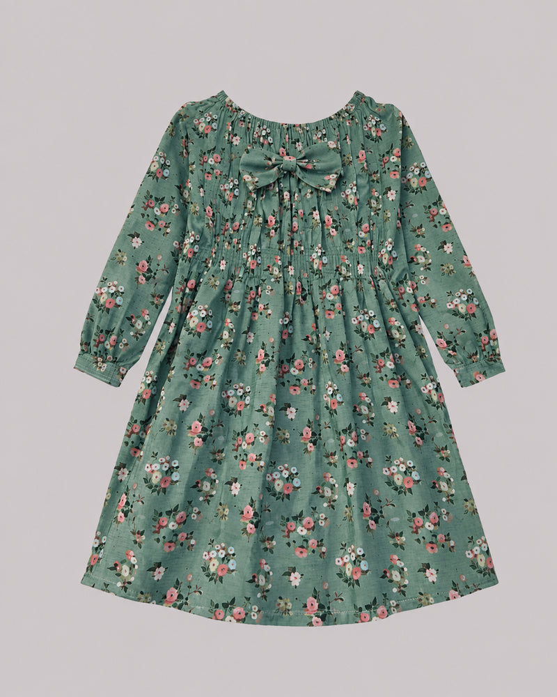 Girls Sea Green Floral Dress front flat lay, a pretty pick from dresses for girls