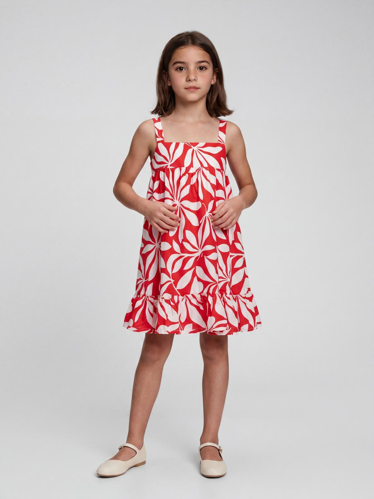 Red Abstract Botanical Dress