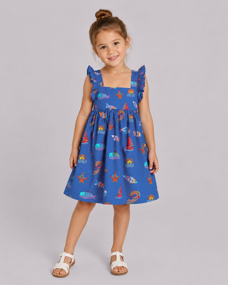 Blue Ocean Print Dress