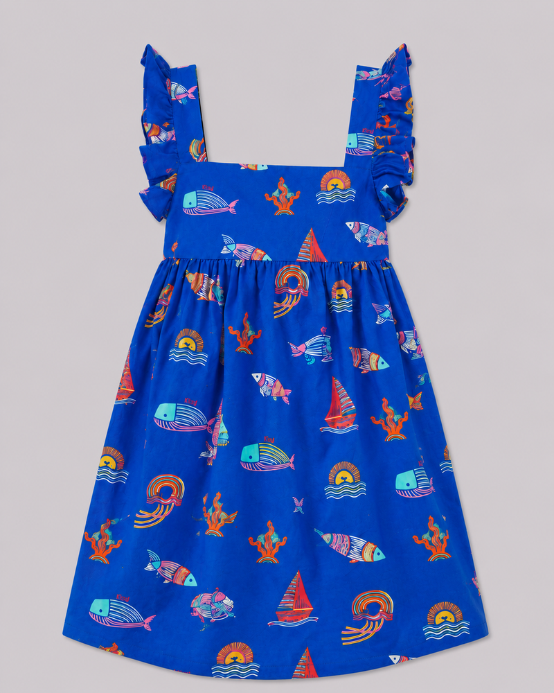 Blue Ocean Print Dress