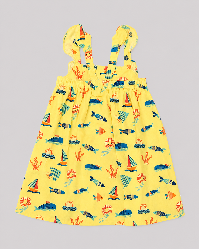 Yellow Ocean Print Dress