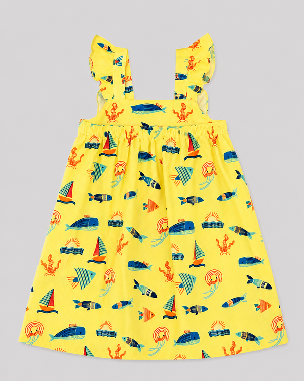 Yellow Ocean Print Dress