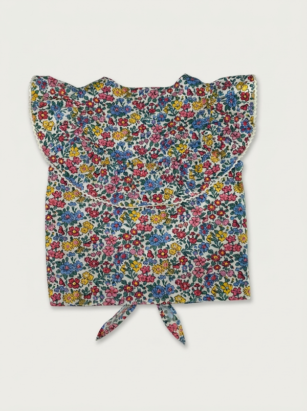Floral Big Flutter Neck Top