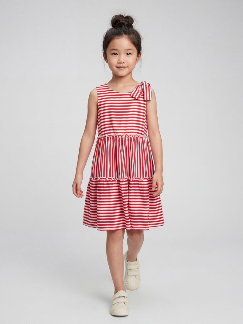 Red Stripe Bow-Tie Dress
