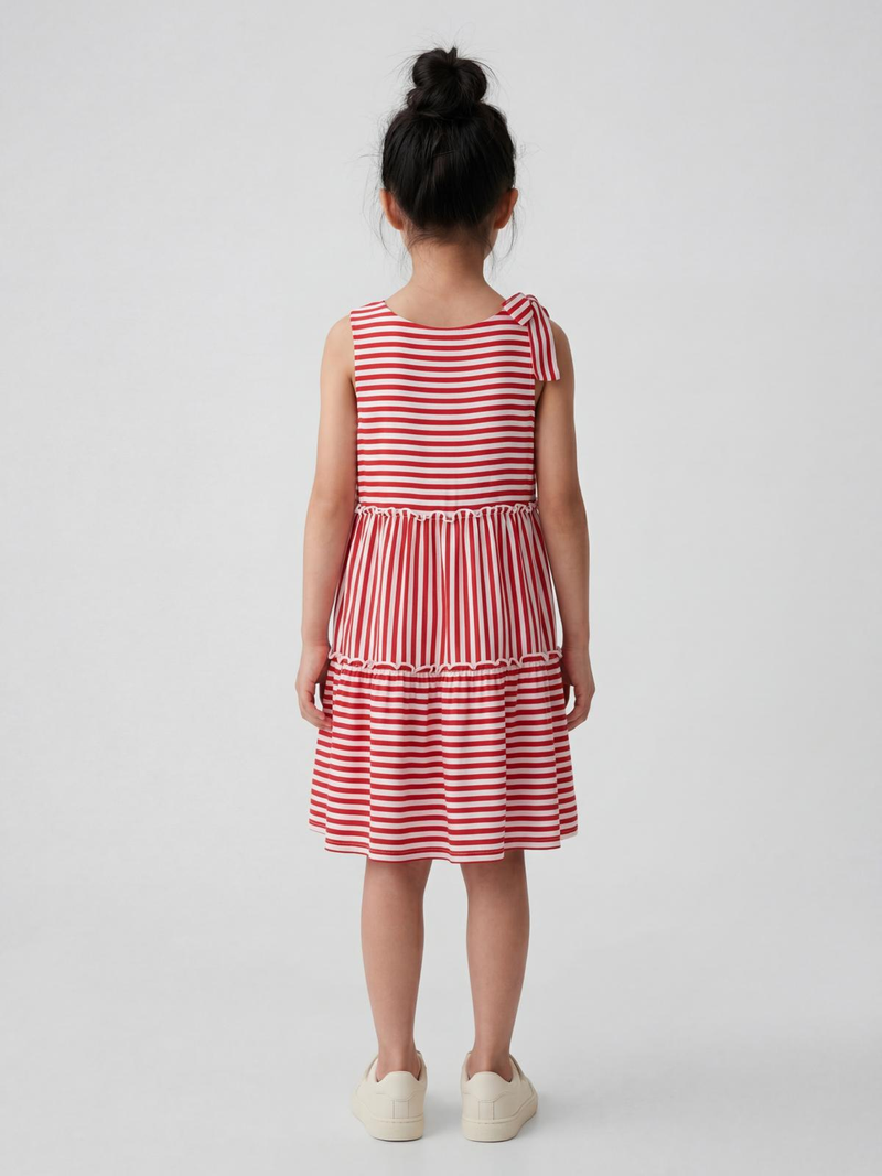 Red Stripe Bow-Tie Dress 3-4y