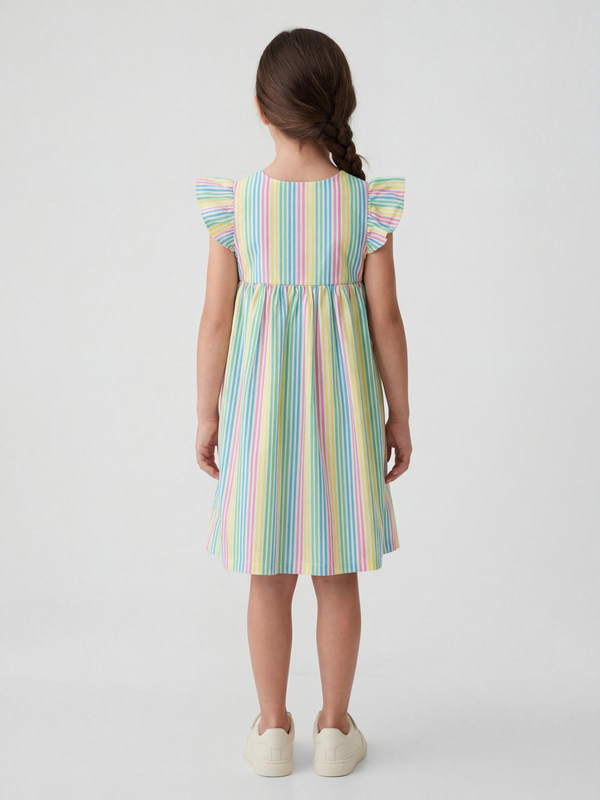 Rainbow Stripe Flutter-Sleeve Dress