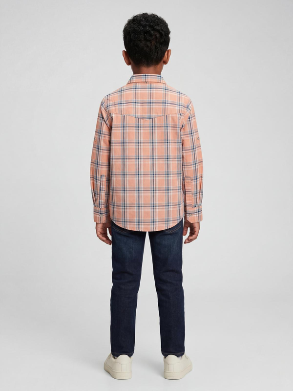 Peach Checks Full Sleeve Shirt