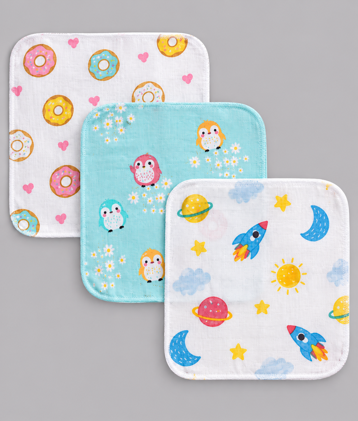 Baby Muslin Cotton Washcloth Set of 3