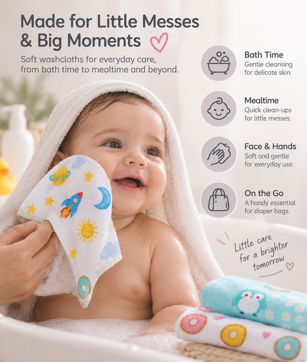 Baby Muslin Cotton Washcloth Set of 3