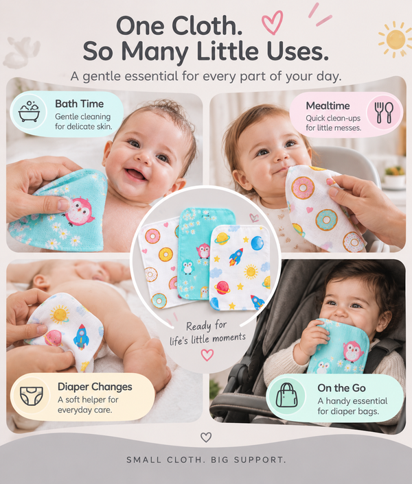 Baby Muslin Cotton Washcloth Set of 3