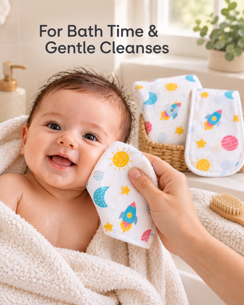 Baby Gift Set – 3 Swaddles, 3 Burp Cloths & 3 Washcloths