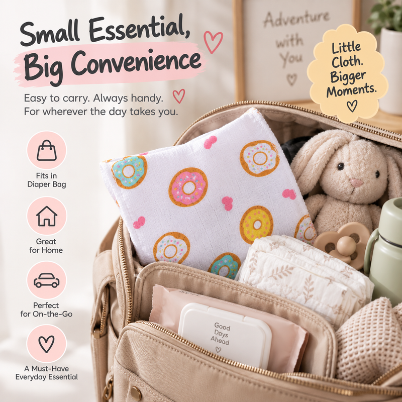 Muslin Cotton Washcloth for Newborns - Donut Print