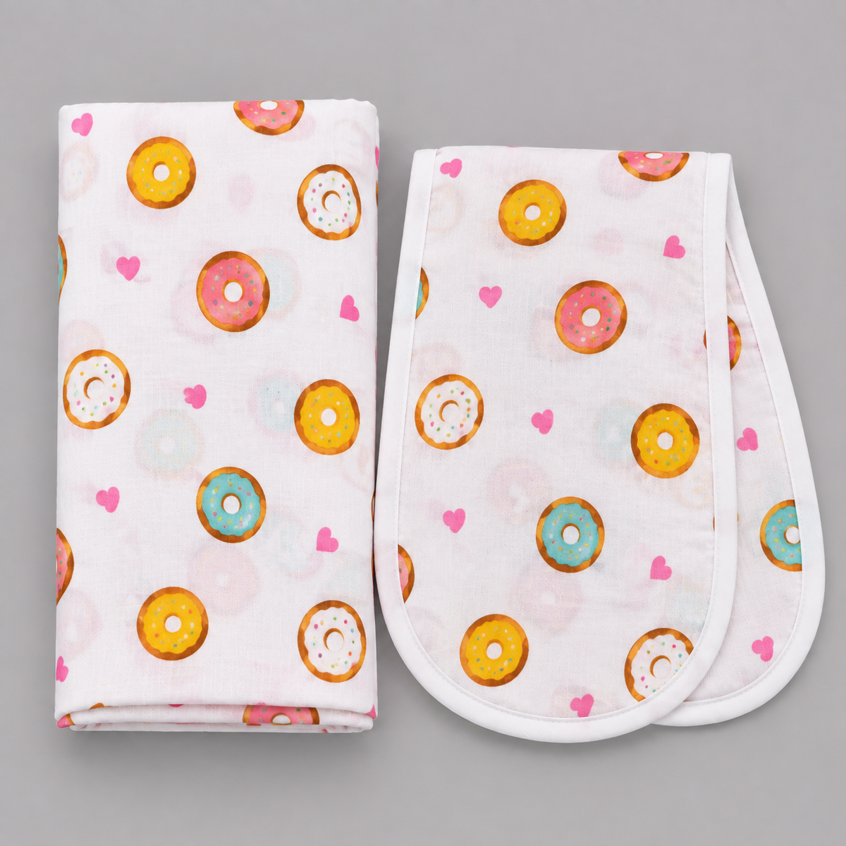 Cotton Swaddle & Burp Cloth Set - Donut Print (2 Piece)