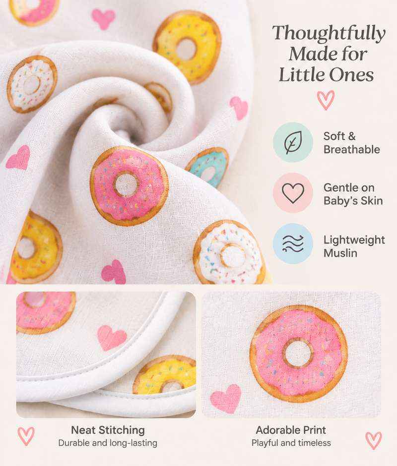 Cotton Swaddle & Burp Cloth Set - Donut Print (2 Piece)